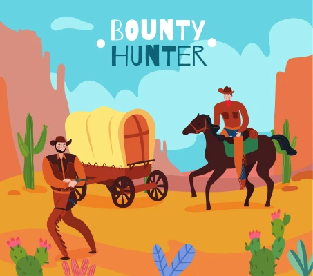 Bounty hunter illustration in the grand canyon