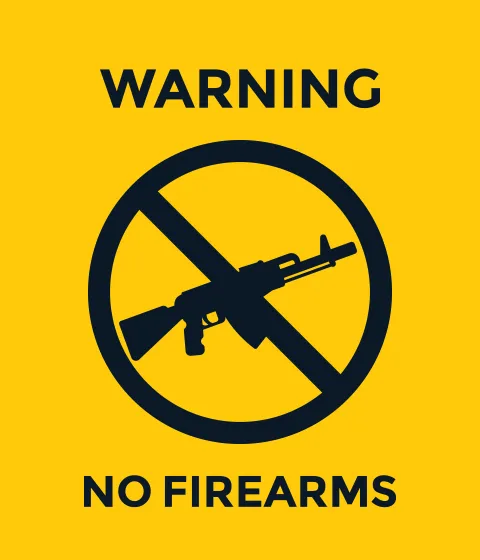 No guns sign with automatic rifle no firearms vector poster Premium Vector