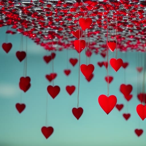 floating red hearts